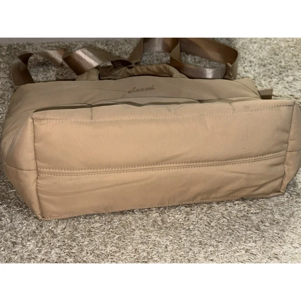 LOVEVOOK Women's Tan Small Quilted Puffer Tote Bag, Can Be Cross Body Purse